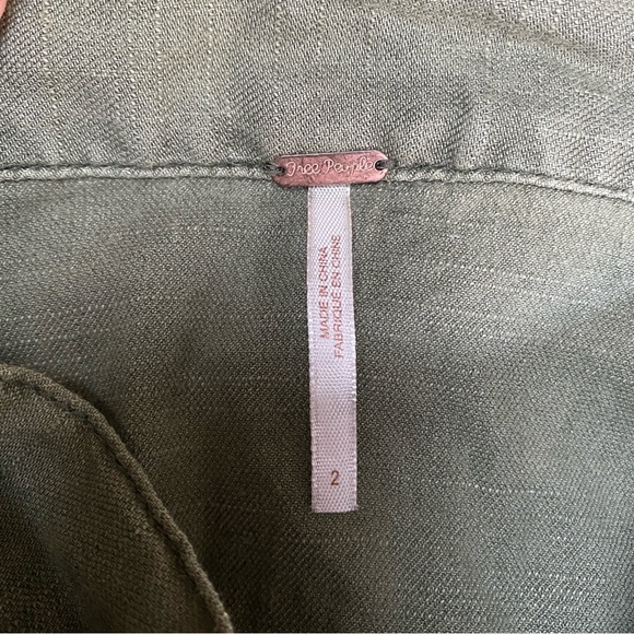 Free People American Ride Maxi Skirt Linen Olive Sage Green Wrap Side Slits 2 - Picture 9 of 10